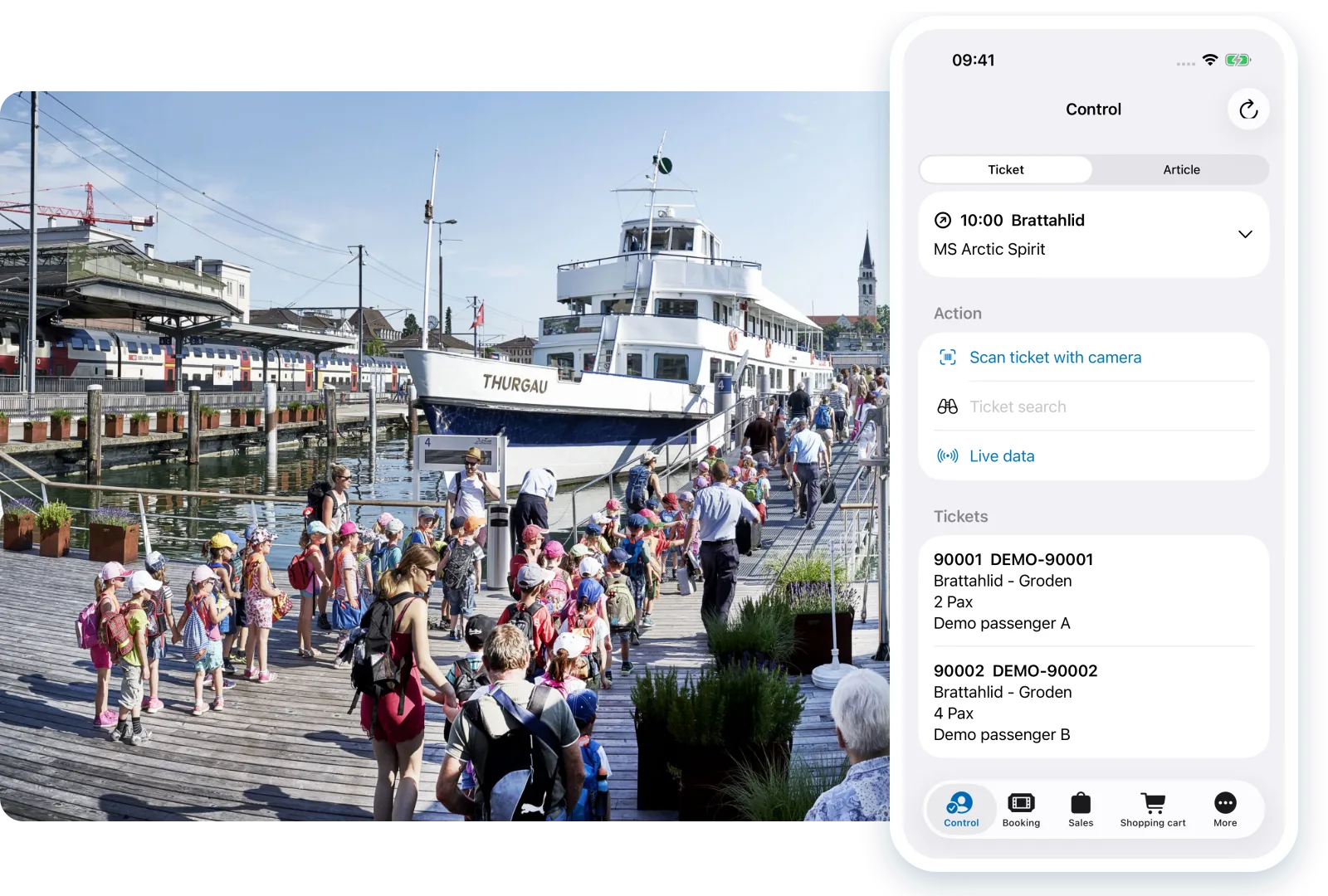 Boarding in Romanshorn · Ticket app with example data (English)