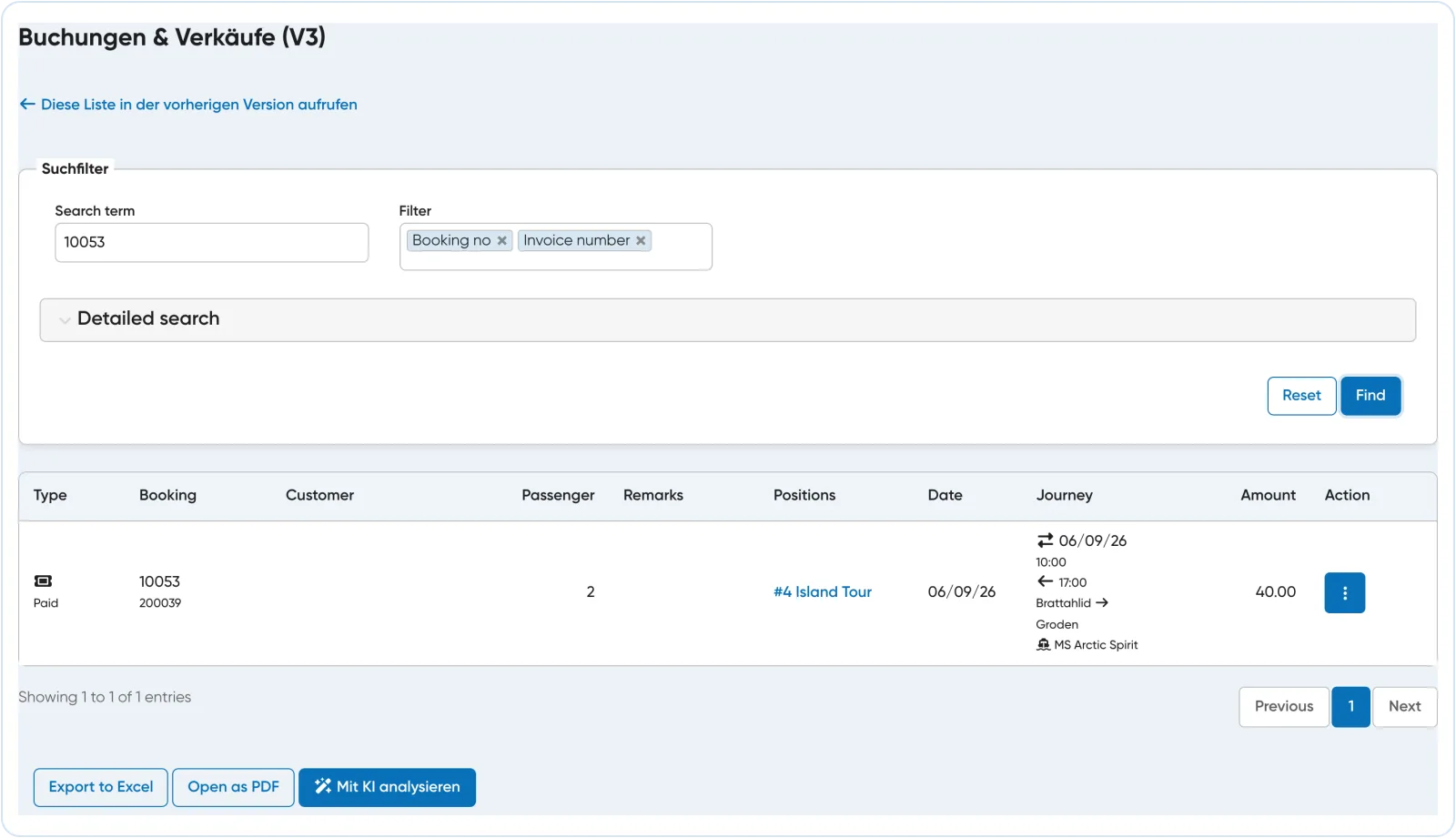 Travelmanager booking and sales overview