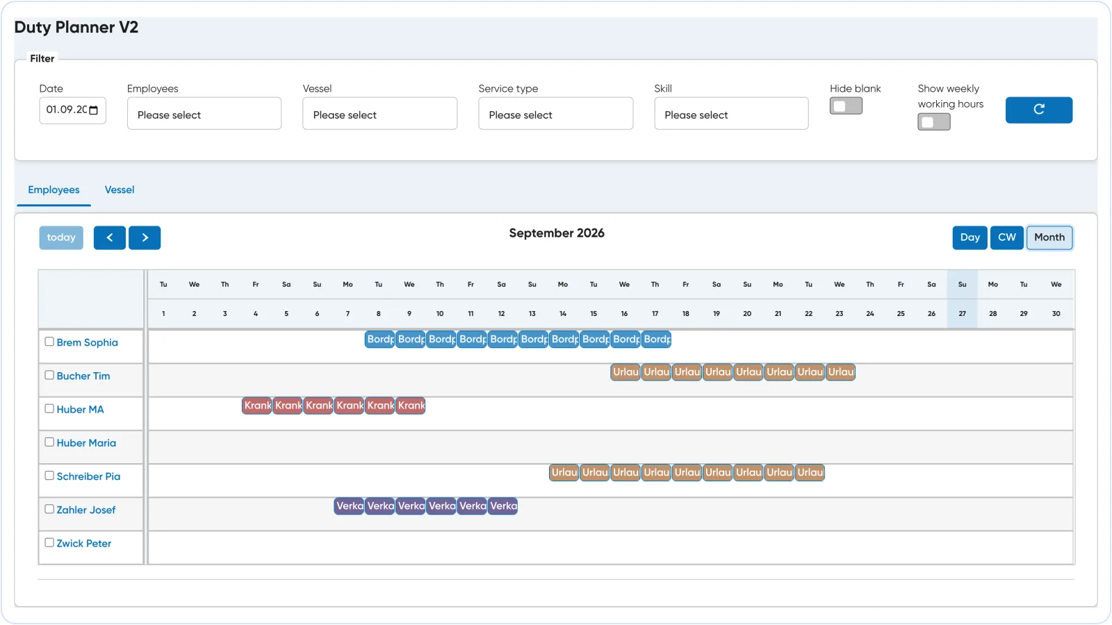 Travelmanager staff and duty planning