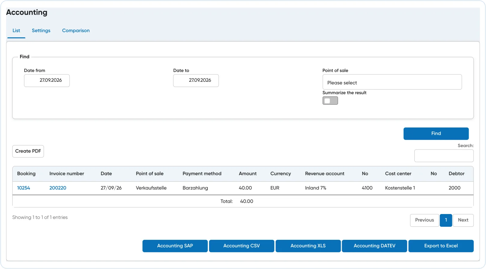 Travelmanager accounting and export overview