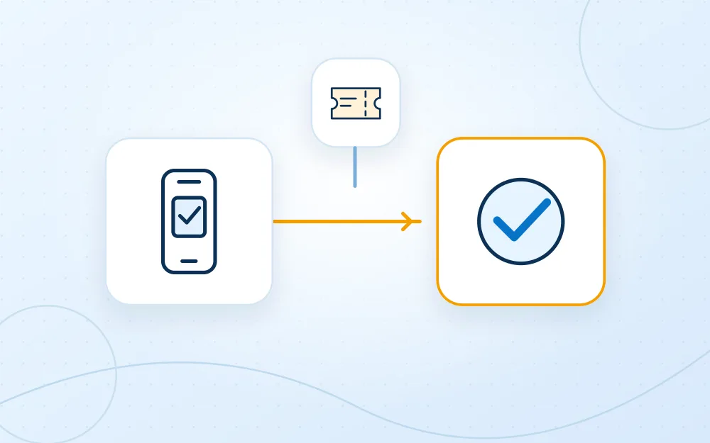 Mobile ticket validation and successful check-in.
