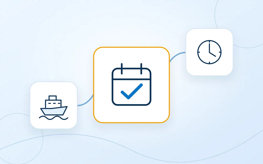 Timetable, vessel and departure time connected for dispatch.