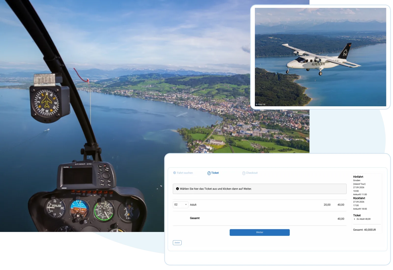 Travelmanager-Produktansicht mit aktuellen Screenshots und vorhandenen Kontextbildern.