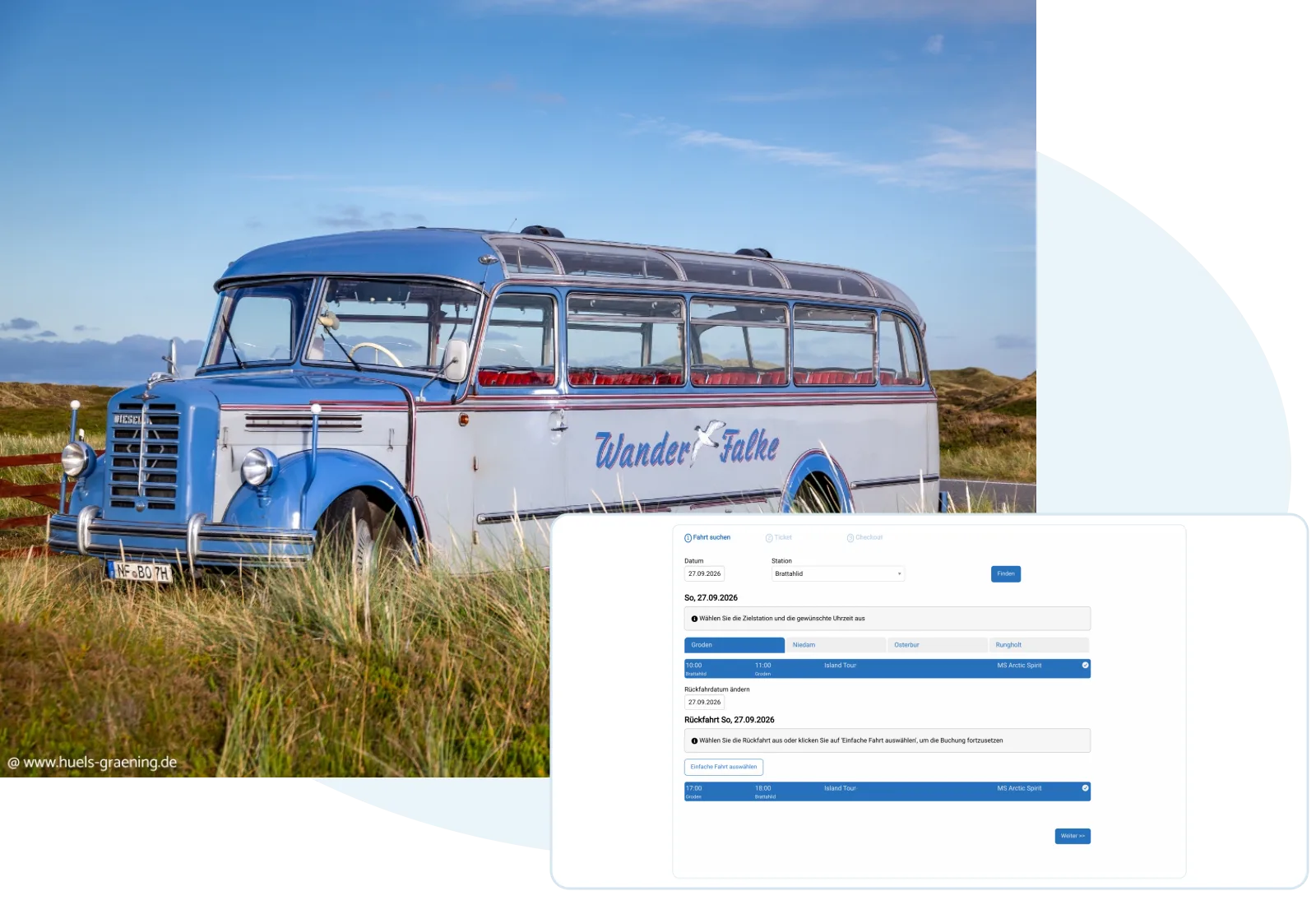 Travelmanager-Produktansicht mit aktuellen Screenshots und vorhandenen Kontextbildern.