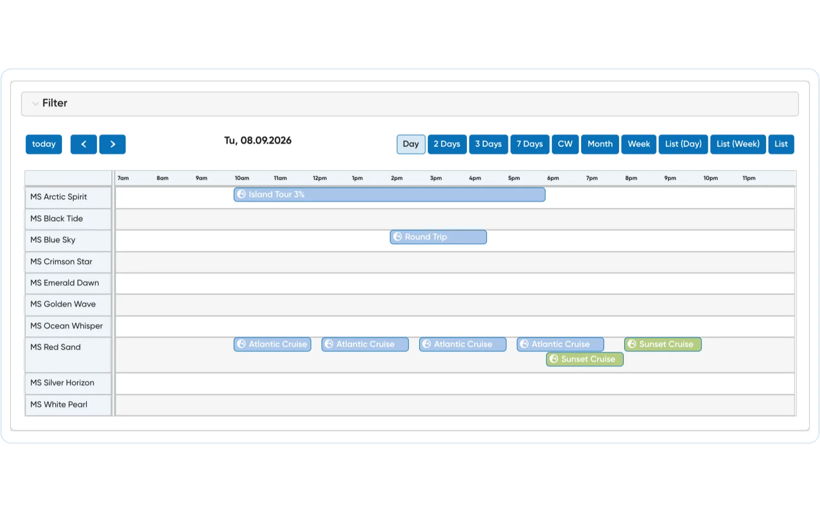 Travelmanager product view with current screenshots and existing contextual imagery.