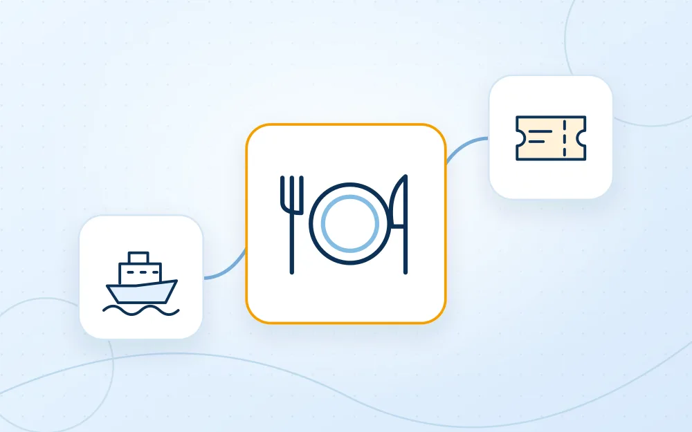 Gastronomie, Schiff und Ticket als gemeinsames Erlebnis.